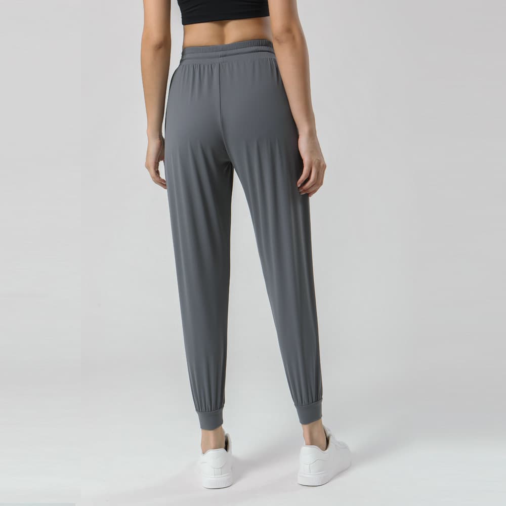 Green drawstring pocket activewear joggers front view for private-label gym wear development view 2