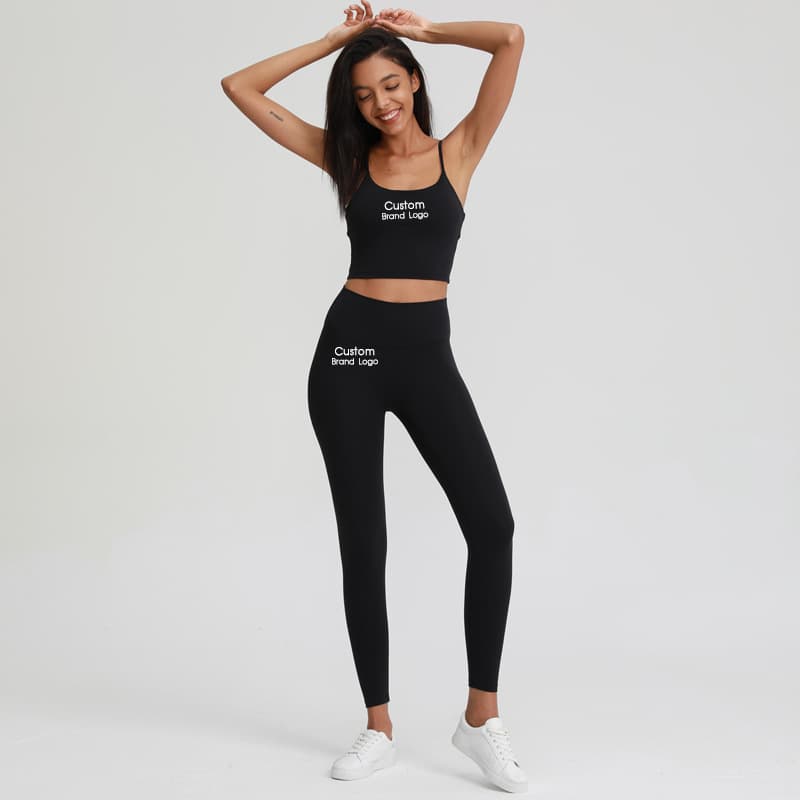 Tan square-neck spaghetti-strap yoga tank for private-label activewear development view 6