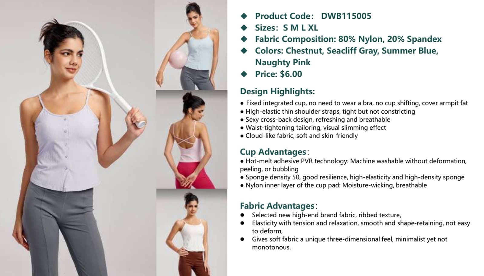 DWB115005 Reggiseno sportivo a costine con schiena incrociata — Source Image Catalog · 5