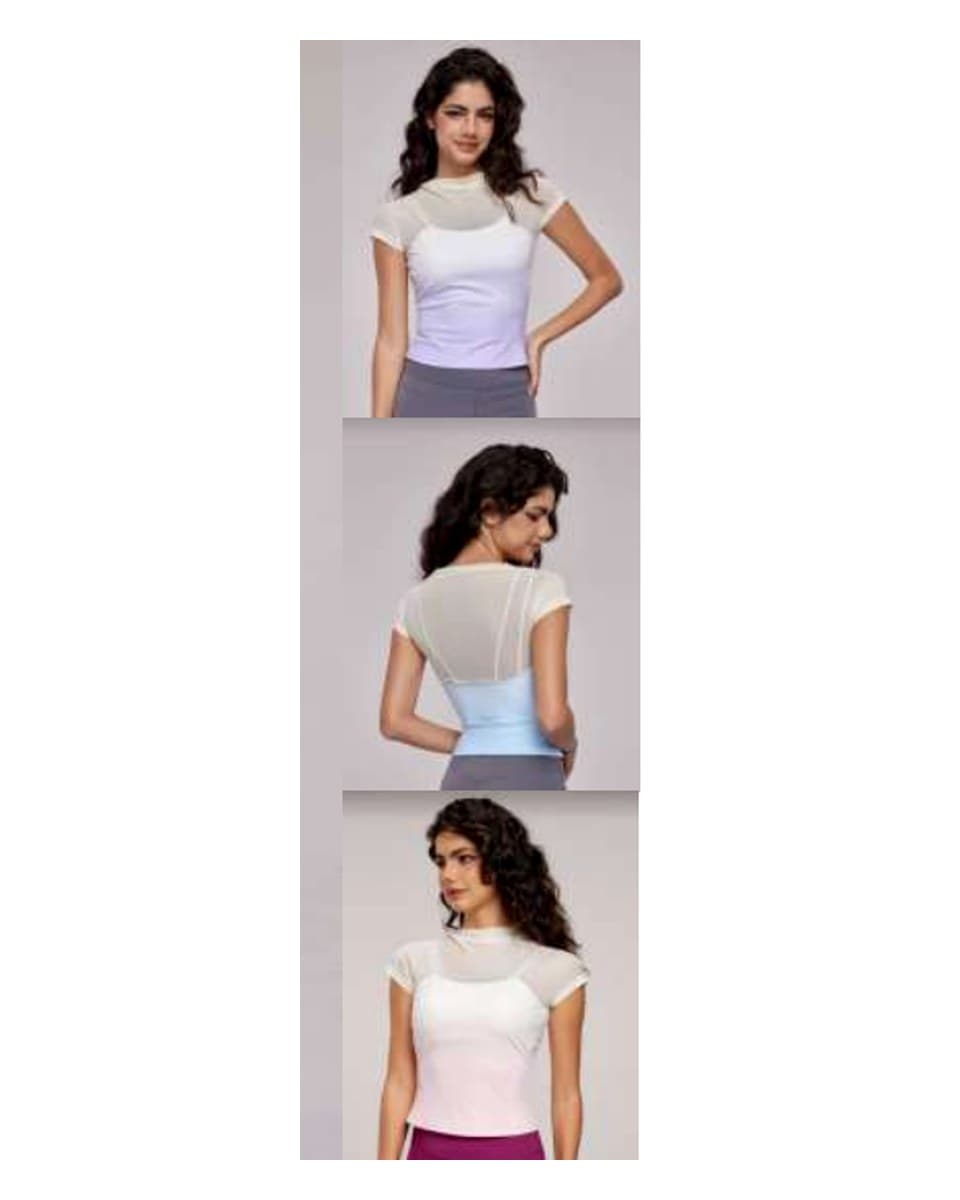 DWY115002 Top mit integrierten Cups und Mesh-Lagen — Produktspezifikation