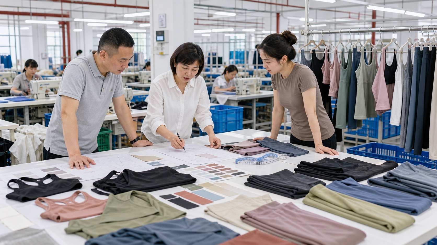 Activewear sample development and buyer review process