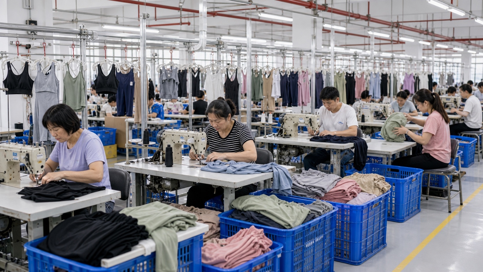 Activewear production line for supplier comparison