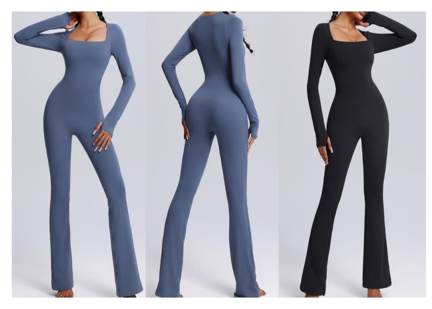 AW-007 Long Sleeve Flare Jumpsuit