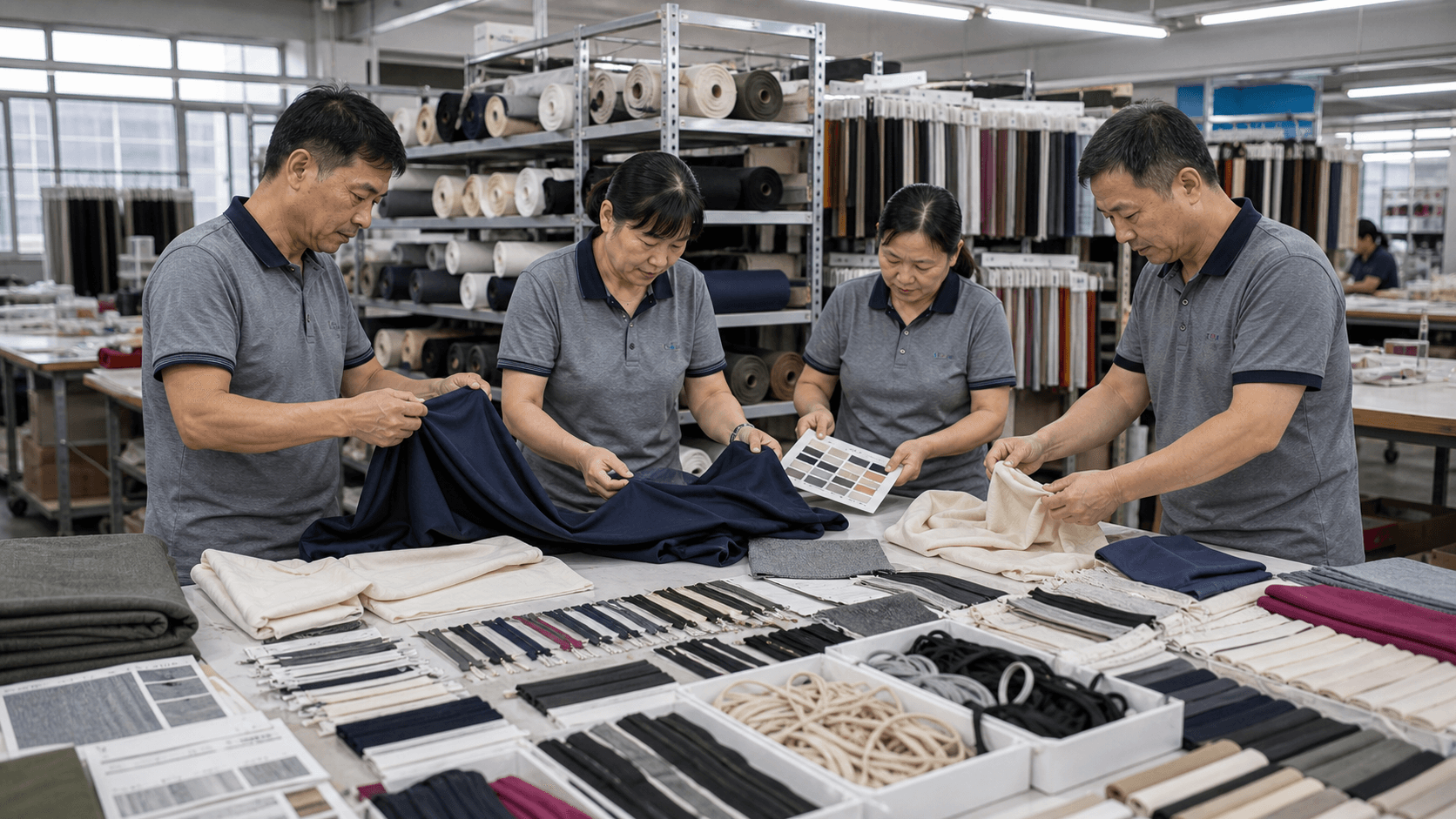 Activewear fabric room for sportswear manufacturing