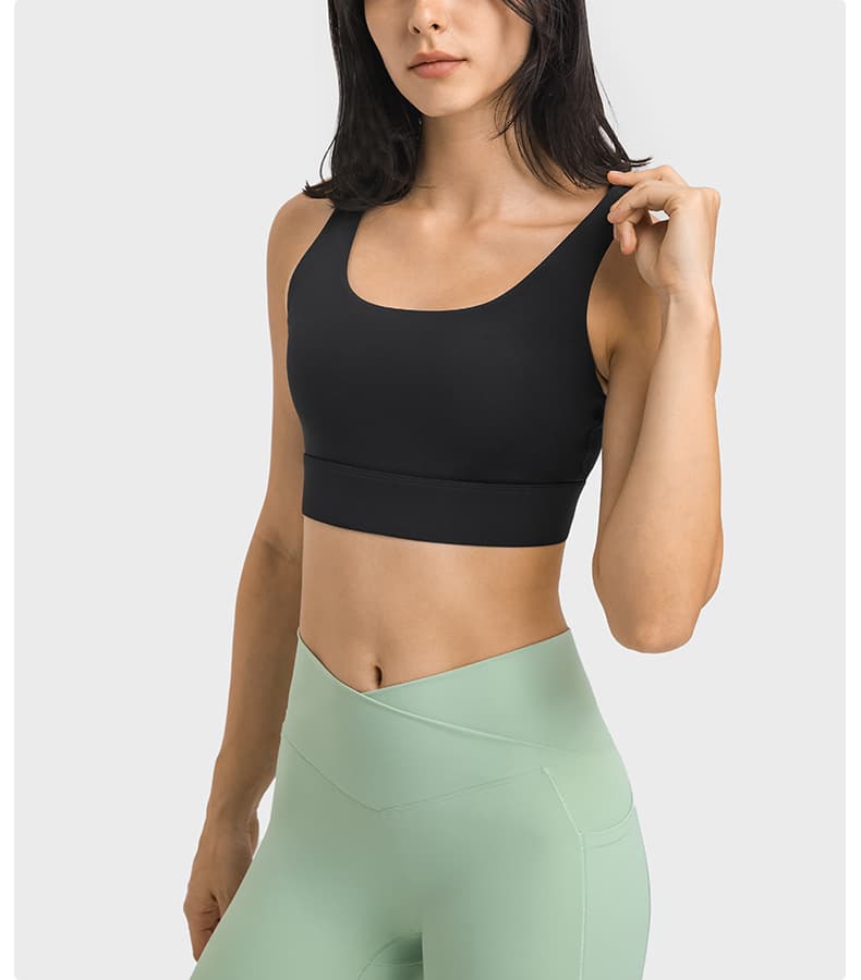 Mint adjustable back-buckle multi-strap sports bra front view for private-label development view 7