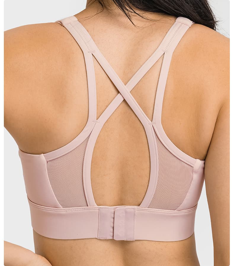 Mint adjustable back-buckle multi-strap sports bra front view for private-label development view 4