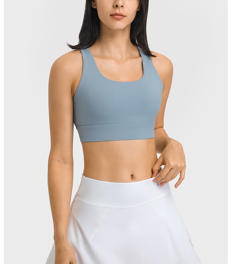 Mint adjustable back-buckle multi-strap sports bra front view for private-label development view 5