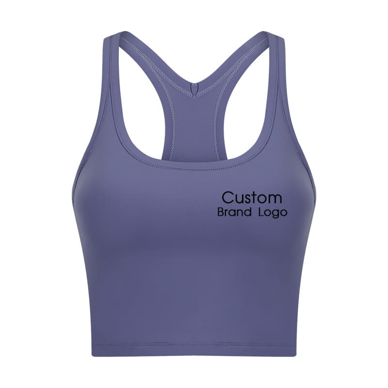 inPACE pink racerback cropped yoga tank with a custom logo placement view 5