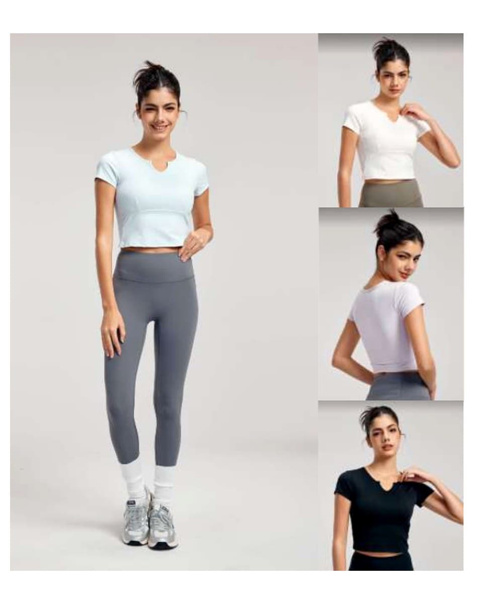 DWY115018 V-Neck Cropped Active Top
