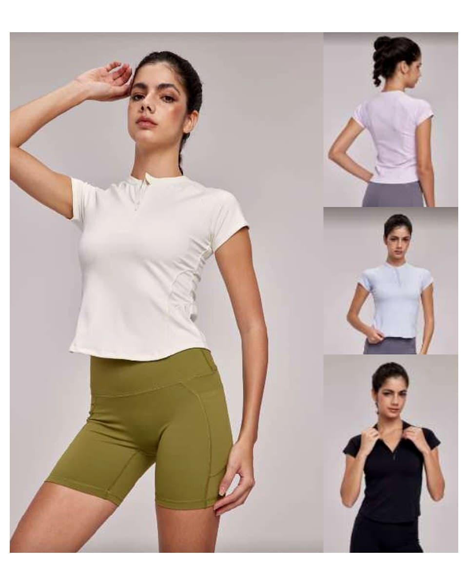 Half-Zip Short-Sleeve Active Top