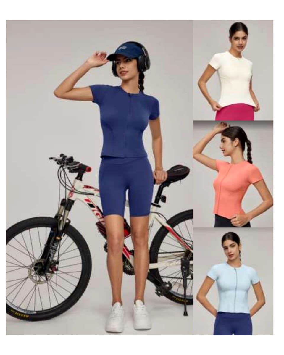 DWY115087 Stand-Collar Mesh Panel Active Top