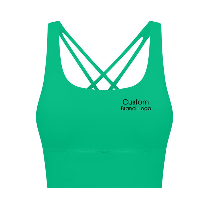 Orange longline multi-strap sports bra with square neckline view 4