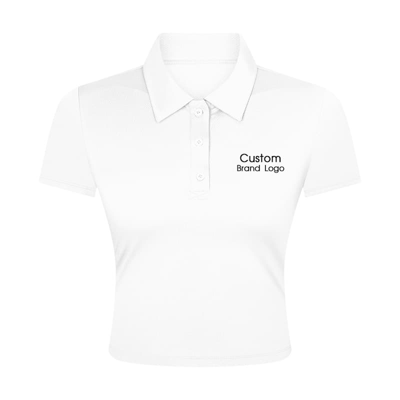 Pink short-sleeve performance polo with collar and button placket view 4