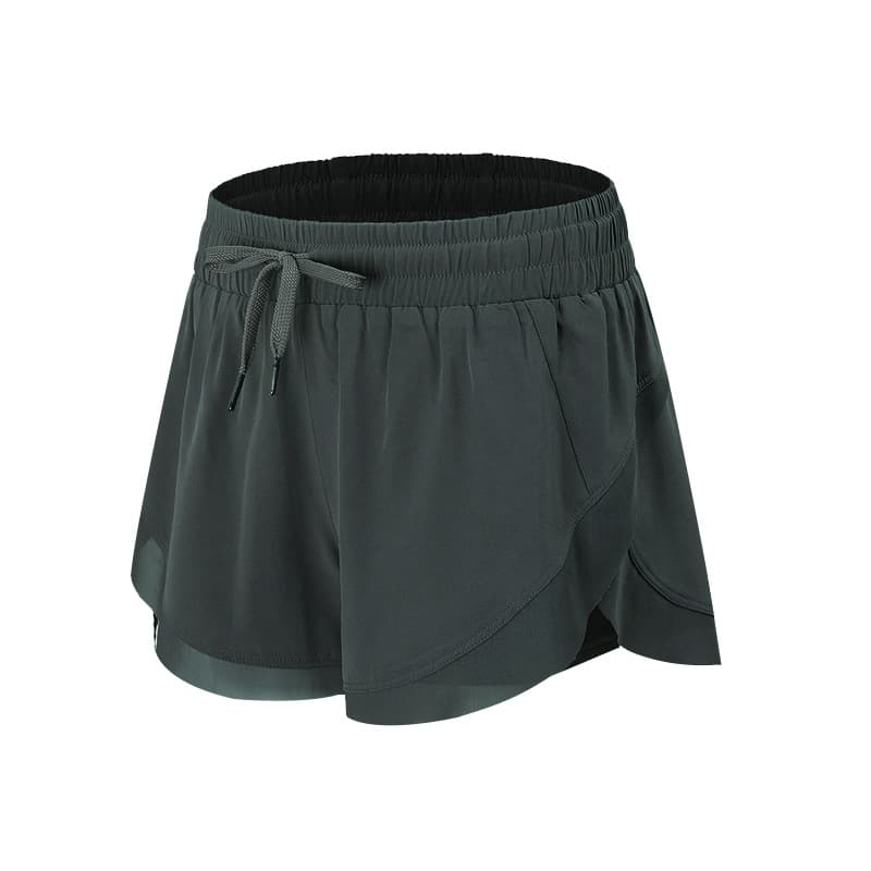 Layered two-in-one training shorts with an outer overlap panel and inner short view 4