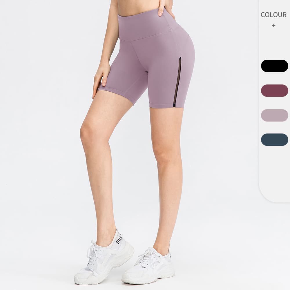 High-waist biker shorts with a side pocket panel for activewear development view 2