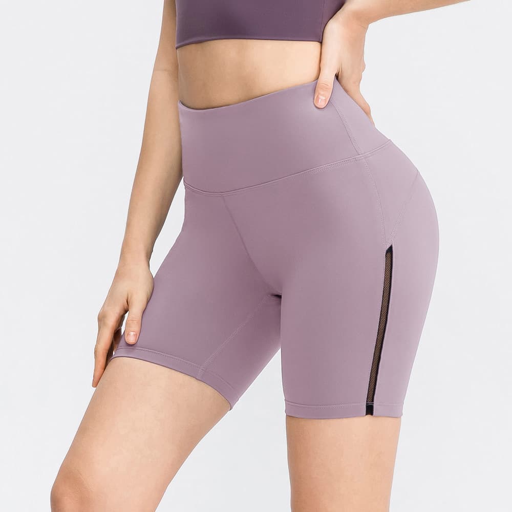 High-waist biker shorts with a side pocket panel for activewear development view 4