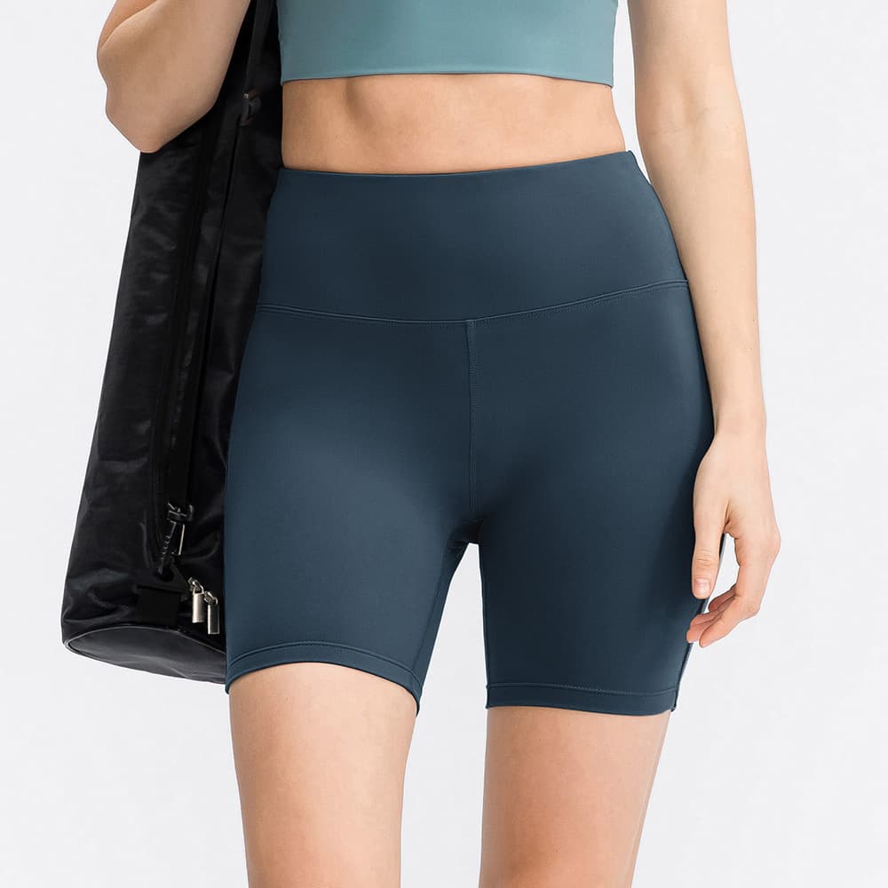 High-waist biker shorts with a side pocket panel for activewear development view 5