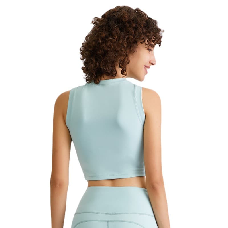 Sleeveless cropped training tank with contrast side panels view 5