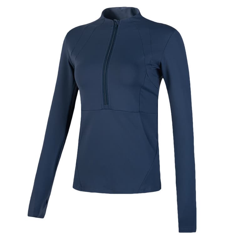 Long-sleeve training top with stand collar and quarter-zip front opening