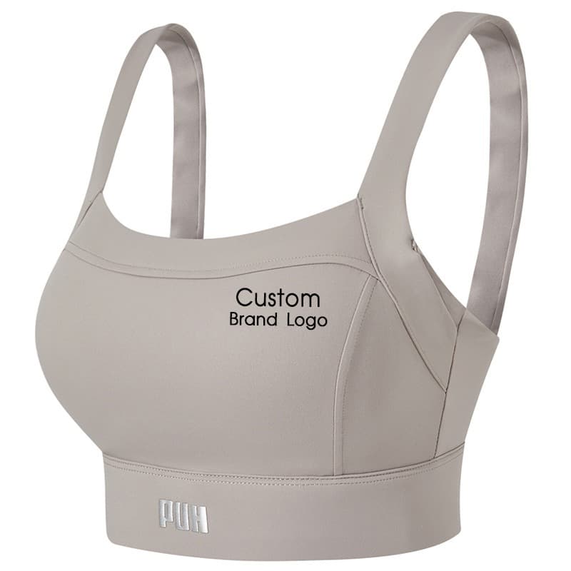 Wide-strap longline sports bra with scoop neckline and extended underbust band