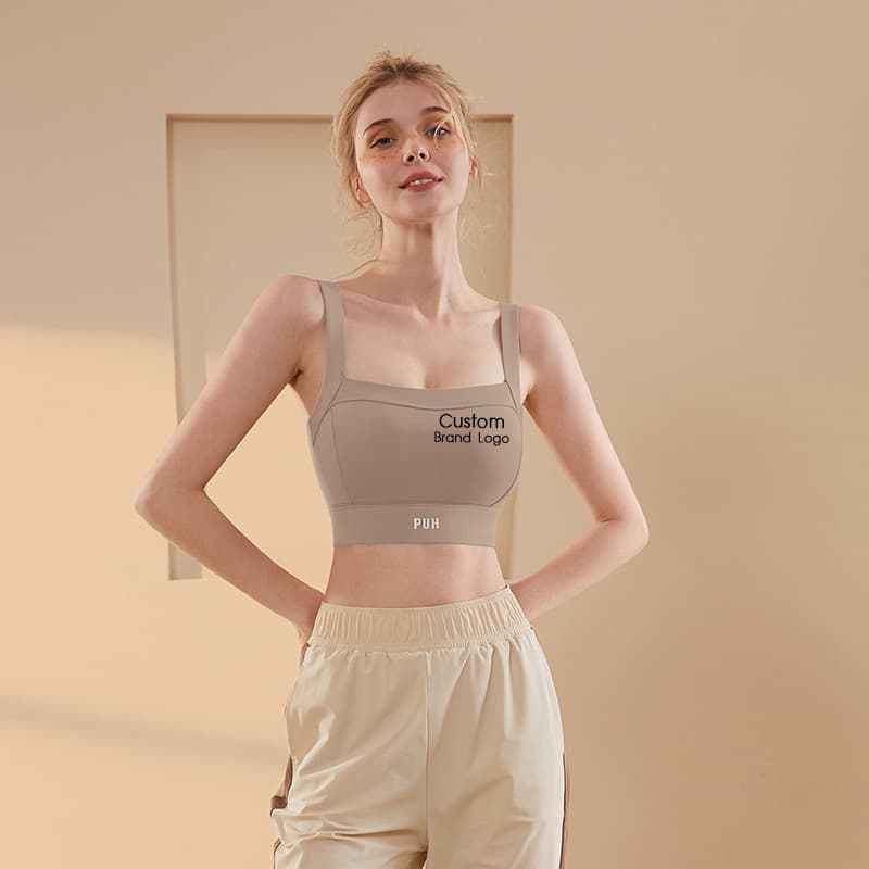 Wide-strap longline sports bra with scoop neckline and extended underbust band view 2