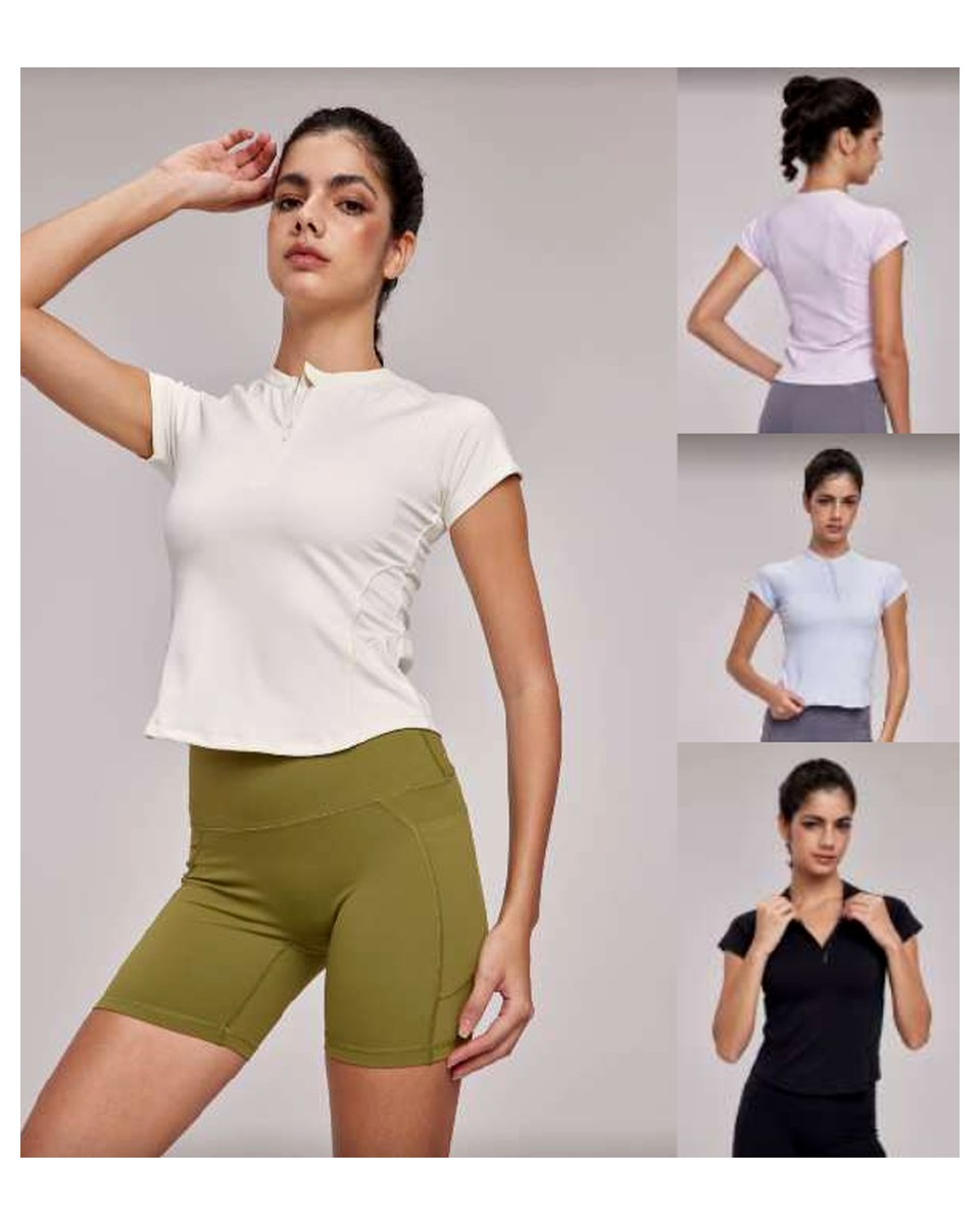 DWY115022 Half-Zip Mesh Back Active Top